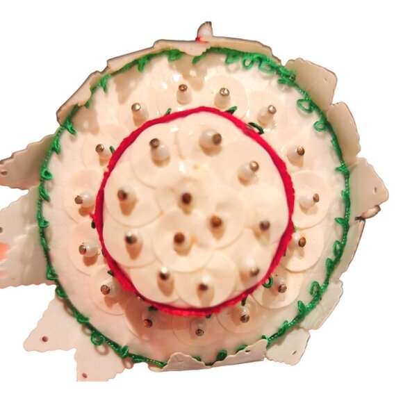 Vintage Handmade Push Pin Christmas Ornament Mid Century Retro Kitsch Hours of W - Picture 9 of 11